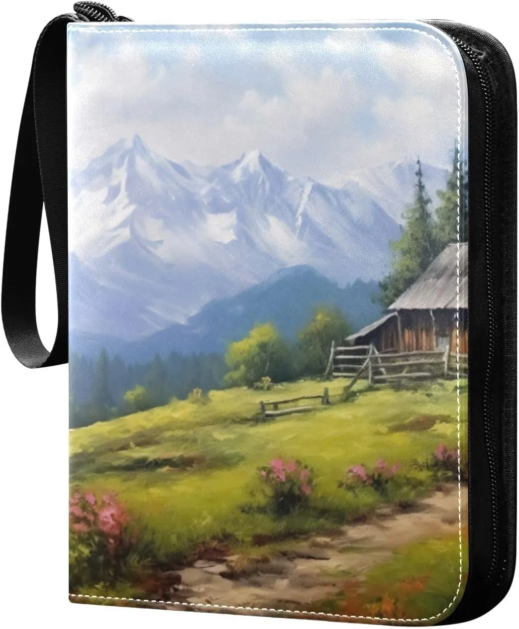 Landscape Painting Card Binder, 400 Pockets Card Holder with 50 Sleeves, Sturdy Card Holder Folders for Game Cards & Sports Cards