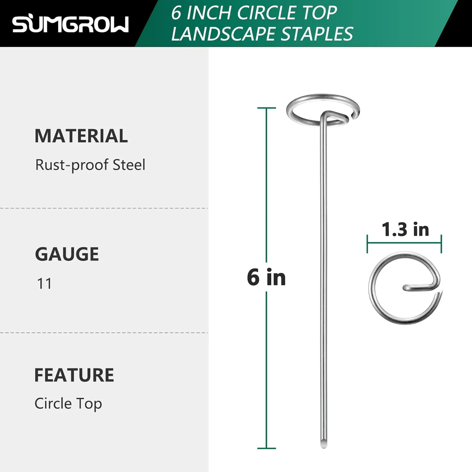 Landscape Staples, 240 Pcs Garden Stakes, Circle Top 6-inch Galvanized Steel, Spikes Pins for Securing Weed Fabric Netting Ground Sheets and Fleece, Landscape Edging, G-Shaped