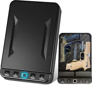 LANGGER V Gun Safe for Pistol, Quick Access Handgun Safe Firearm Lock Box, Gun Case for Home/Car/Travel