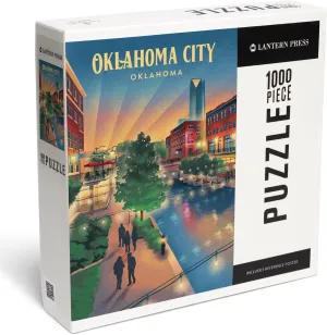 Lantern Press 1000 Piece Jigsaw Puzzle, Oklahoma City, Oklahoma, Lithograph, River Walk