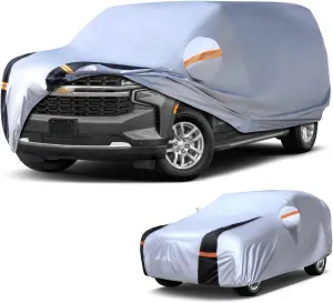 Large SUV Car Cover for Chevy Suburban 100% Waterproof All Weather, Heavy Duty Outdoor Full Exterior Covers Rain Sun Wind UV Hail Protection.