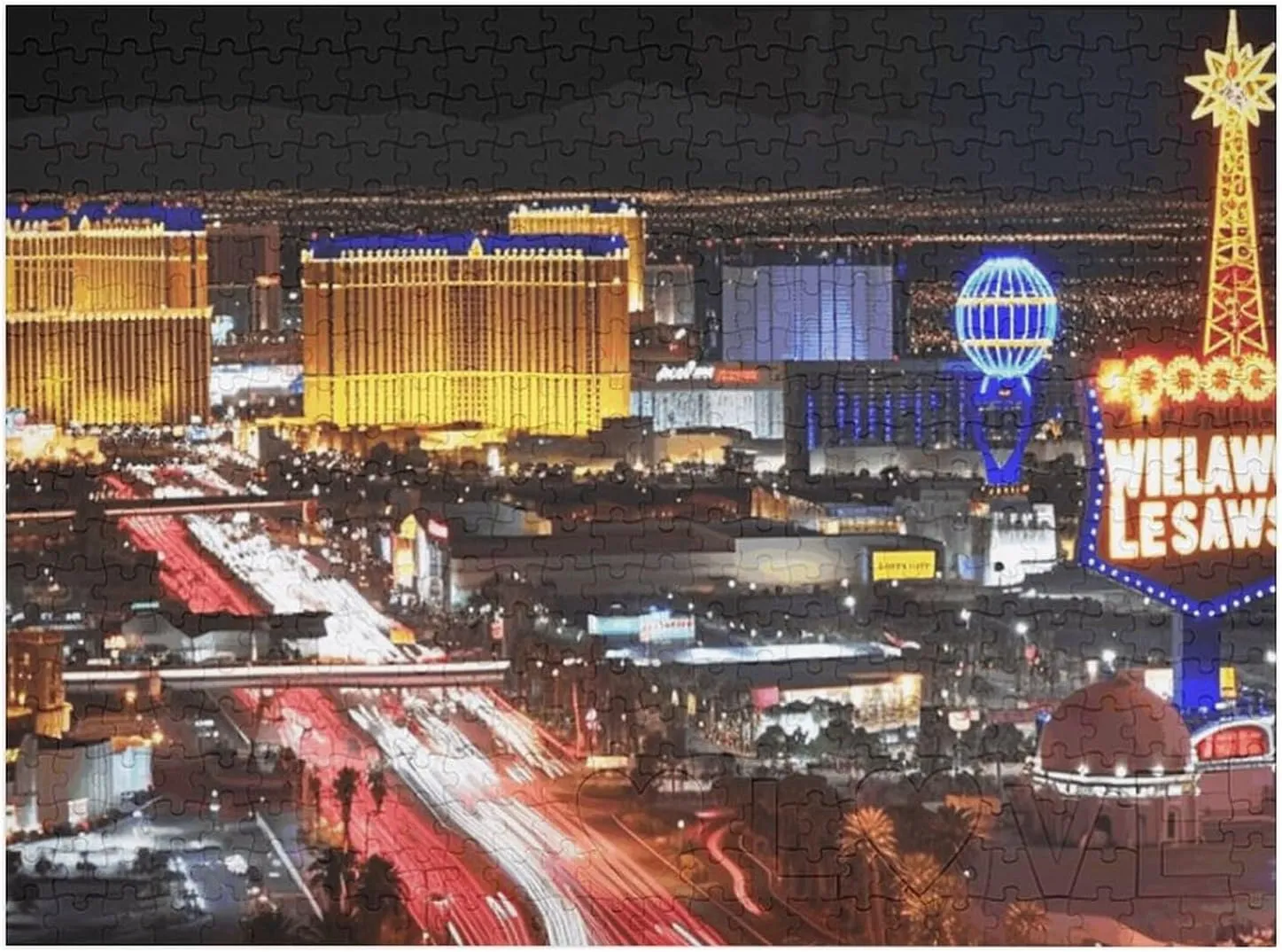 Las Vegas Night City Puzzles 520 Pieces Personalized Jigsaw Puzzles Las Vegas Night City Photo Puzzle Challenging Picture Puzzle for Adults Personaliz Jigsaw with Storage Bag (20.5" X 15")