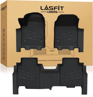 LASFIT Floor Mats for Chevrolet Chevy Silverado EV 2024 2025 Car Mats (Only Fit RST, Not Fit WT/LT), All Weather TPE Custom Fit Floor Mats for Cars, 1st and 2nd Row Car Floor Mats Full Set, 3 PCS