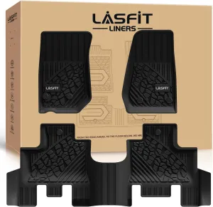 LASFIT Floor Mats for Jeep Wrangler JK 2014-2018 Unlimited 4-Door (NOT for JL or 2-Door) All Weather TPE Custom Fit Car Mats Floor Liners 1st & 2nd Row, Black