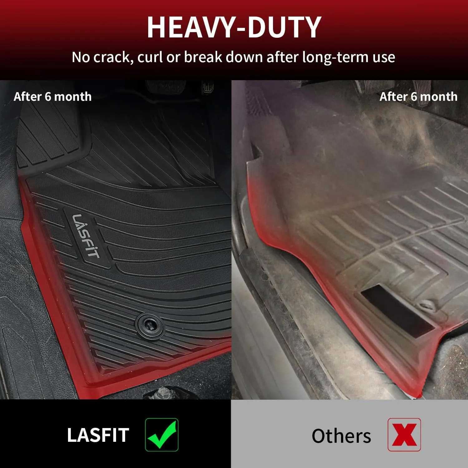 LASFIT Floor Mats for Toyota Tacoma 2016-2023 Double Cab (Only for Automatic) All Weather Custom Fit Floor Liner for Tacoma SR/SR5/TRD/Limited/Trail TPE Mats Front&Rear 2 Row Car Mats, Black