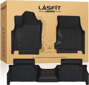 LASFIT Floor Mats for Toyota Tacoma 2024 2025 Double Cab (Not fit Hybrid) All Weather Floor Liner for Tacoma TRD/SR/SR5/limited TPE Custom Fit Car Mats Front&Rear 2 Row Mats,Black (Automatic Trans)