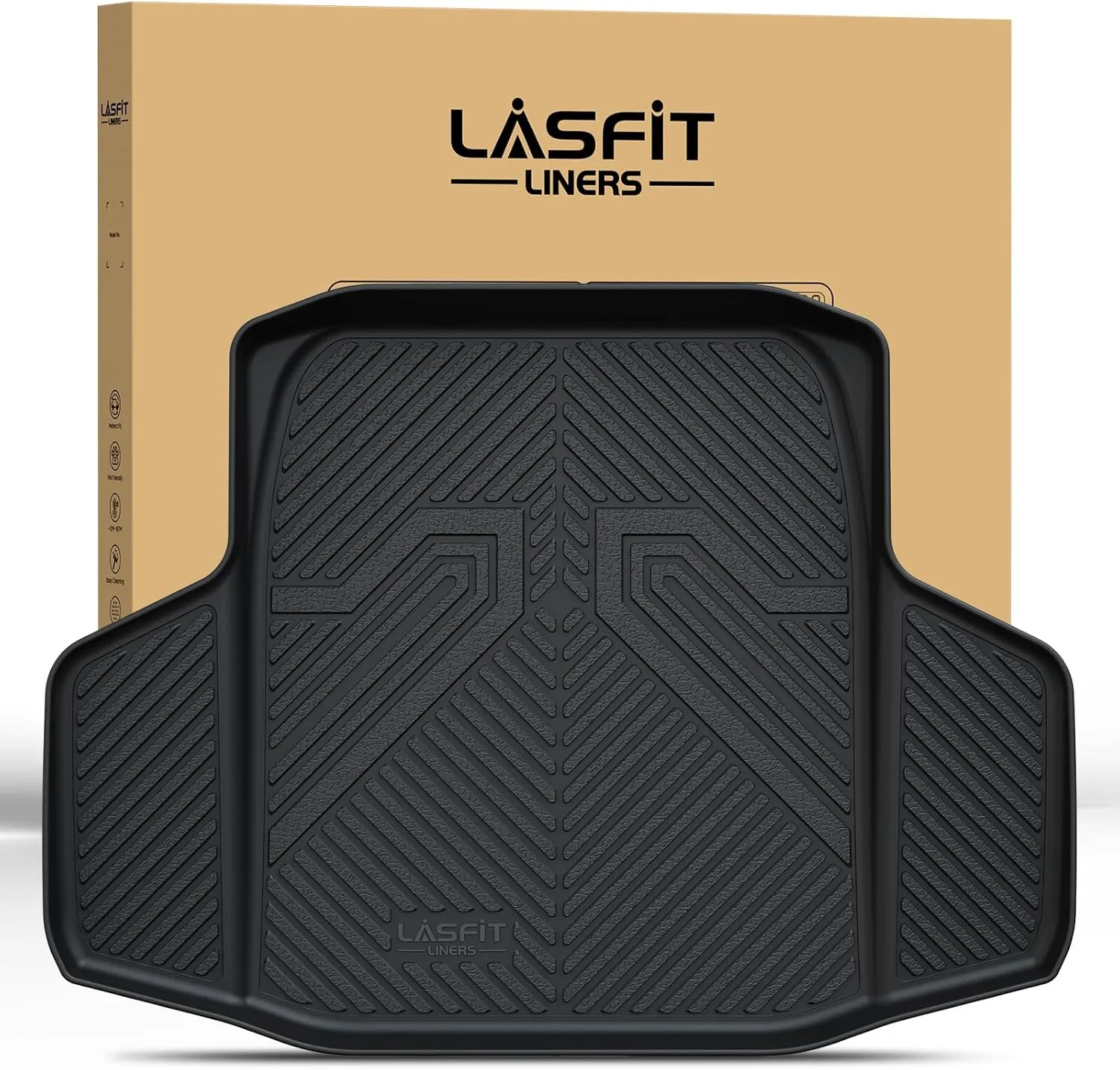 LASFIT Trunk Mat for Honda Accord Seden 2018 2019 2020 2021 2022 2023 2024 2025 (Include Hybrid Models), All Weather TPE Custom Fit Accord Trunk Liner Trunk Tray Cargo Liner Accessories, Black