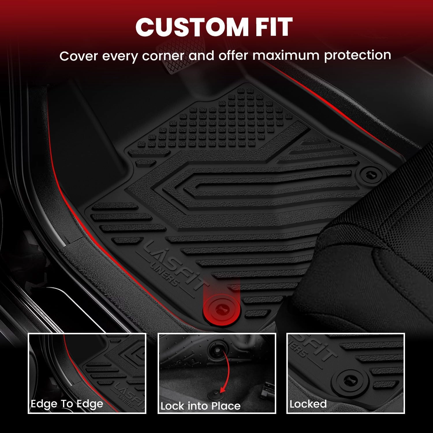LASFIT Floor Mats for Honda HRV 2023 2024 2025 2026 (Include Hybrid) & for Acura ADX 2025, All Weather TPE Custom Fit HR-V Odorless Anti-Slip Floor Liner Accessories, 1st & 2nd Row, Black