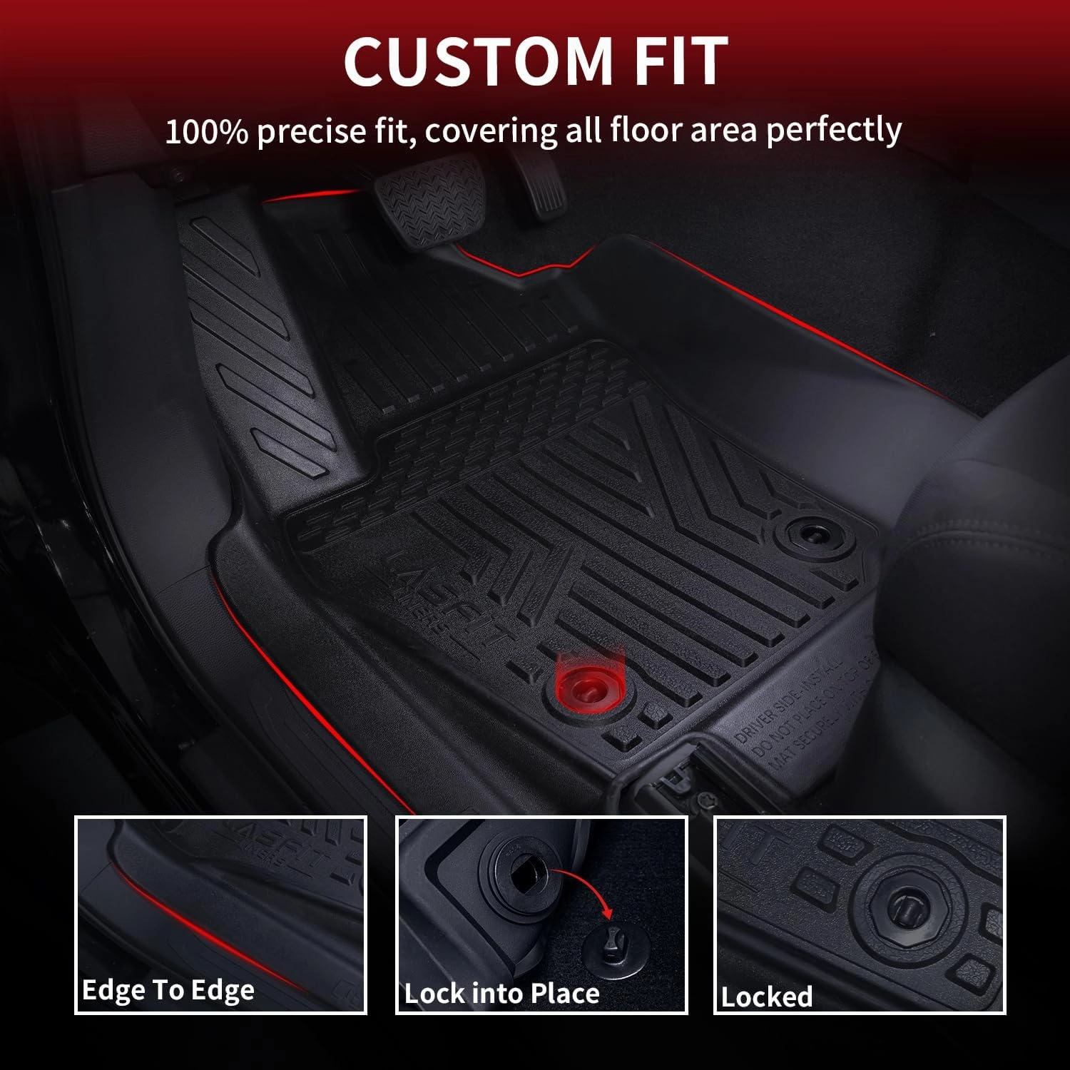LASFIT Floor Mats for Toyota 4Runner 2013-2024 (Only for 7 Seats) All Weather Custom Fit Floor Liner for Toyota 4 Runner TPE Mats Front&Rear 3 Row Car Mats, Black