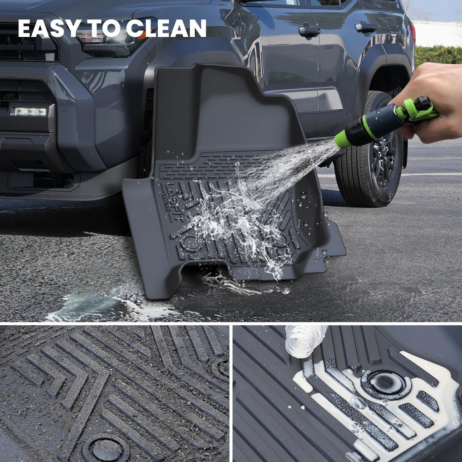 LASFIT Floor Mats for Toyota 4Runner 2025 5 Seats(Not fit Hybrid) wtih Trunk mat&backrest mat, All Weather TPE Custom Fit Floor Liner for 4 Runner SR5/TRD/Limited 6th gen Front&Rear Car Mats, Black