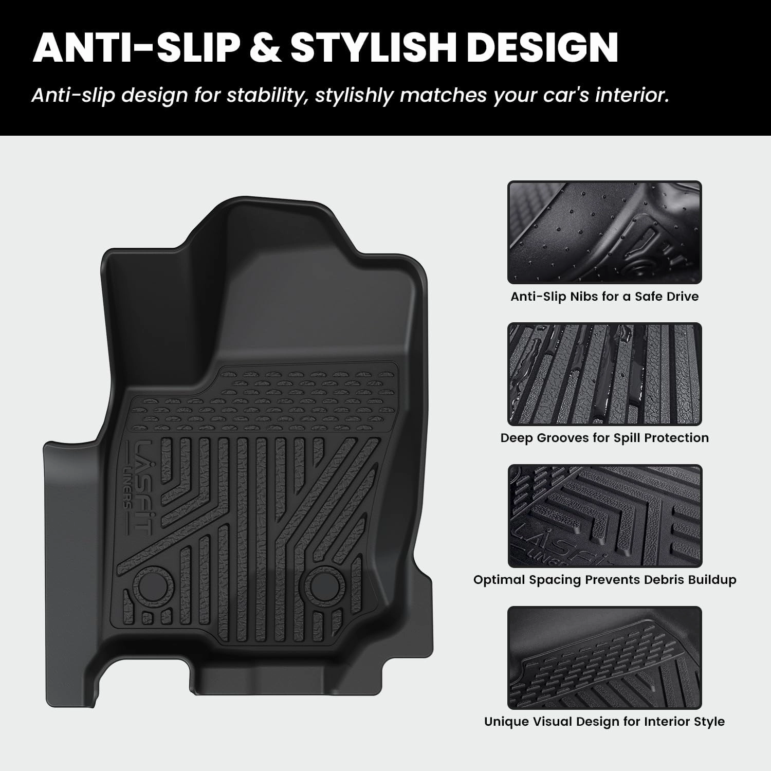 LASFIT Floor Mats for Toyota 4Runner 2025 5 Seats(Not fit Hybrid) wtih Trunk mat&backrest mat, All Weather TPE Custom Fit Floor Liner for 4 Runner SR5/TRD/Limited 6th gen Front&Rear Car Mats, Black