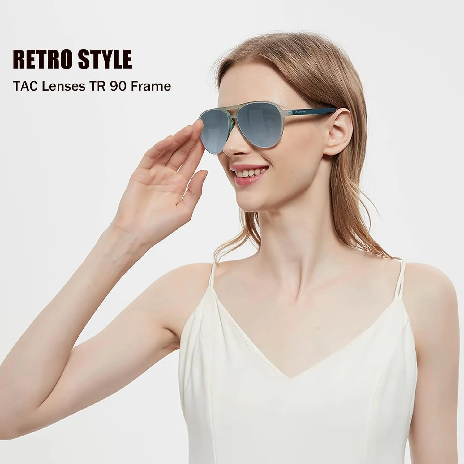 Lasiyanor Lightweight TAC Polarized Tinted Classic Vintage Retro 70s Sunglasses, TR-90 Frame for Women Men, UV 400 Protection