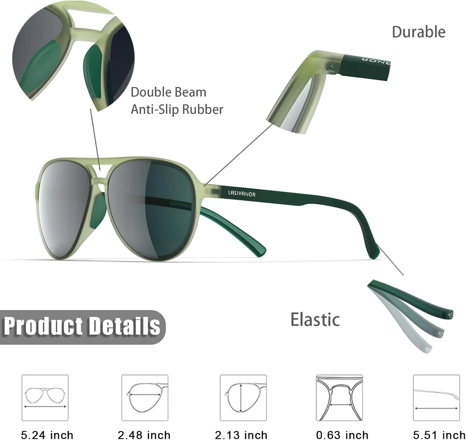Lasiyanor Lightweight TAC Polarized Tinted Classic Vintage Retro 70s Sunglasses, TR-90 Frame for Women Men, UV 400 Protection