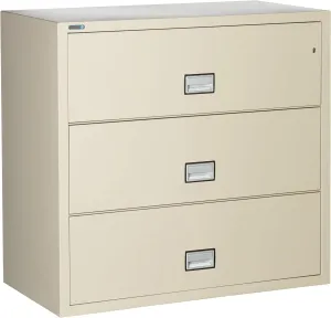 Lateral 44 inch 3-Drawer Fireproof File Cabinet with Key Lock, Water Seal, Putty, LAT3W44P