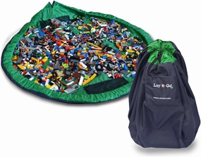Lay-n-Go 2-in-1 Portable Drawstring Toys Storage Organizer and Play Mat for Room and Travel, Made for Kids and Toddlers with a Durable Patented Design