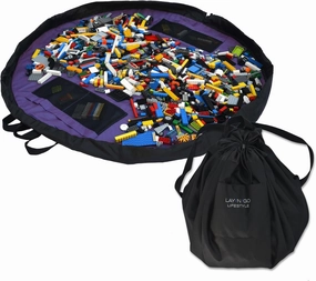 Lay-n-Go 2-in-1 Portable Drawstring Toys Storage Organizer and Play Mat for Room and Travel, Made for Kids and Toddlers with a Durable Patented Design