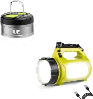 LE Rechargeable Camping Lanterns Set, Hanging, Desktop and Handheld Lighting, Waterproof, Power Bank, Multiple Lighting Modes