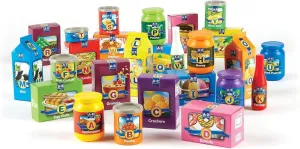Learning Resources A to Z Alphabet Groceries, Imaginative Play Food, 26 Pieces, Ages 3 , Multi-color (LER7729)