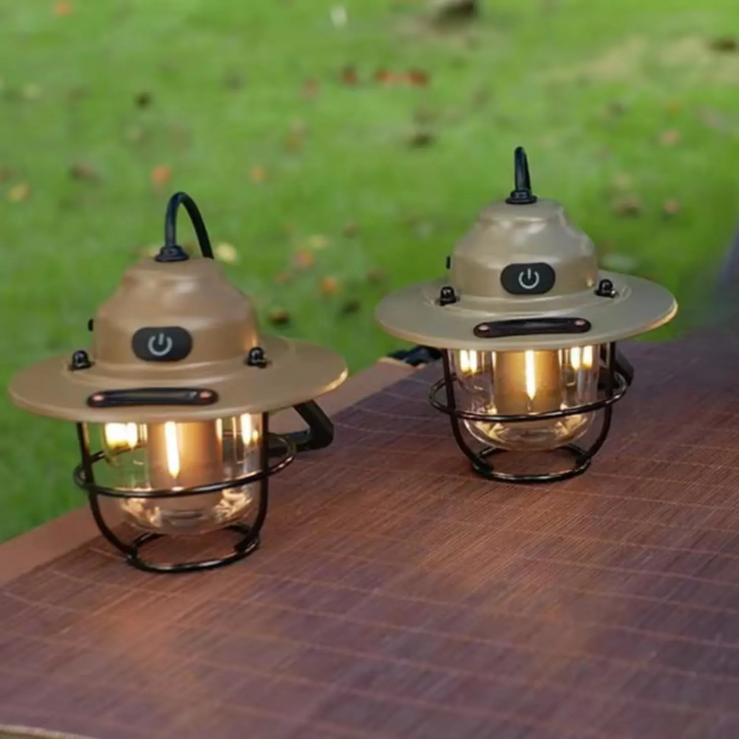 LED Camping Lamp Retro Hanging Lamp Portable Stepless Dimming Camping Light Waterproof Rechargeable Outdoor Light Lantern