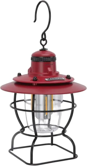 LED Camping Lantern, Portable Retro Styled Camping Lamp, Variable Brightness Tent Lamp, Multifunctional Lantern, for Terrace, Lawn, Fireplace(Reddish Black)