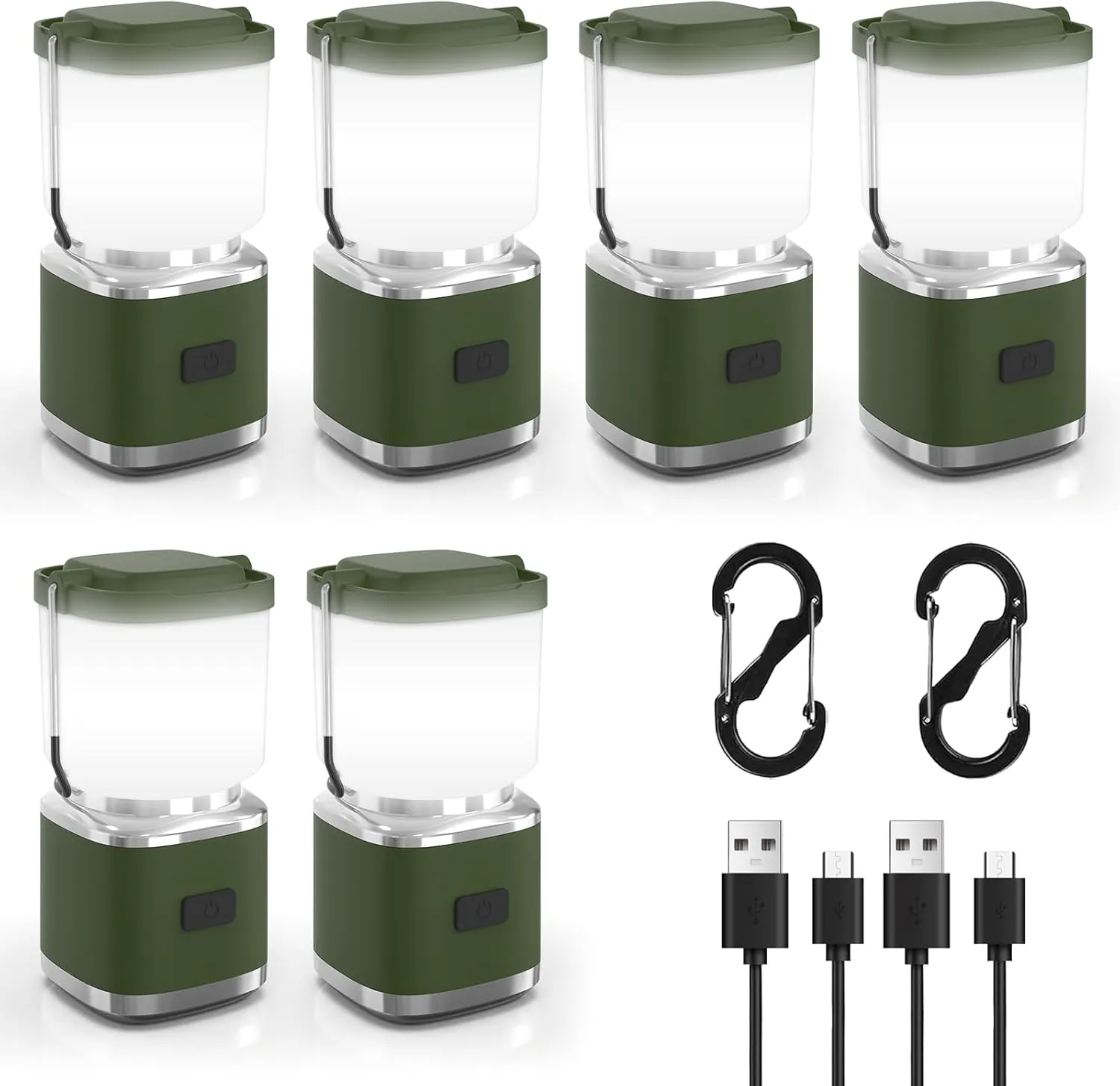 LED Camping Lantern Rechargeable, 2000LM Small Camping Lights Lantern with Redlight&20Hours Runtime&Stepless Dimming, Hurricane Emergency Lights for Power Outages, Waterproof, Camping Essentials,6pcs