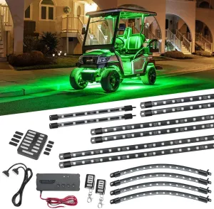 LEDGlow 12pc Million Color LED 12V-72V Electric 4-Seater Golf Cart Underglow Lighting Kit with Canopy, Wheel Well & Interior - Fits EZGO, Yamaha, Club Car, Icon, Evolution - Flexible Voltage Reducer