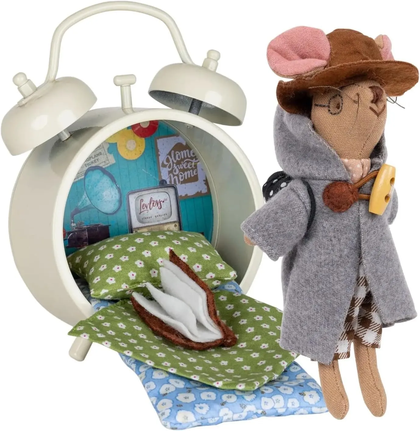 LEVLOVS Grandpa Mouse Stuffed Animal｜Linen Mouse Toy｜Mini Dolls Set｜Fabric Doll Mice Toys ｜Family Dolls