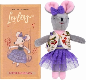 LEVLOVS Birthday Mouse Stuffed Animal｜Linen Toy｜Fairy Mouse｜Mini Dolls Set｜Fabric Doll Mice Toys ｜Family Dolls