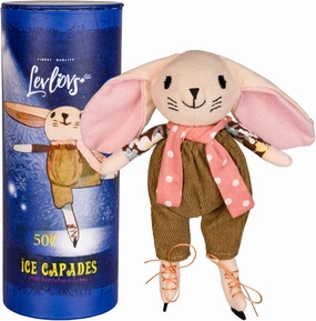 LEVLOVS Ice Skater Bunny in a Box Toy Baby Registry Gift Ice Skating Rabbit Linen Toy Plush Toy