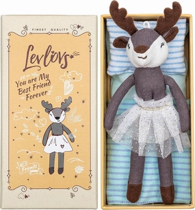 LEVLOVS Reindeer Stuffed Animal Family Dolls Set - Linen & Cotton Reindeer Toys