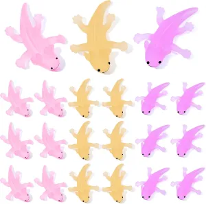 Lewtemi 30 Pcs Axolotl Animals Bulk Squeeze Axolotl Fidget Stress Relief Colorful Salamander Animal Sensory Favors for Relax Meeting Favors