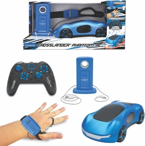 LEXiBOOK, Crosslander Phantom RC, Remote Control Racing car with Smoke Jets, up to 15 km/h, Drift Mode, Classic and Gesture Remote Control, Sound and Light Effects, Blue, RC65