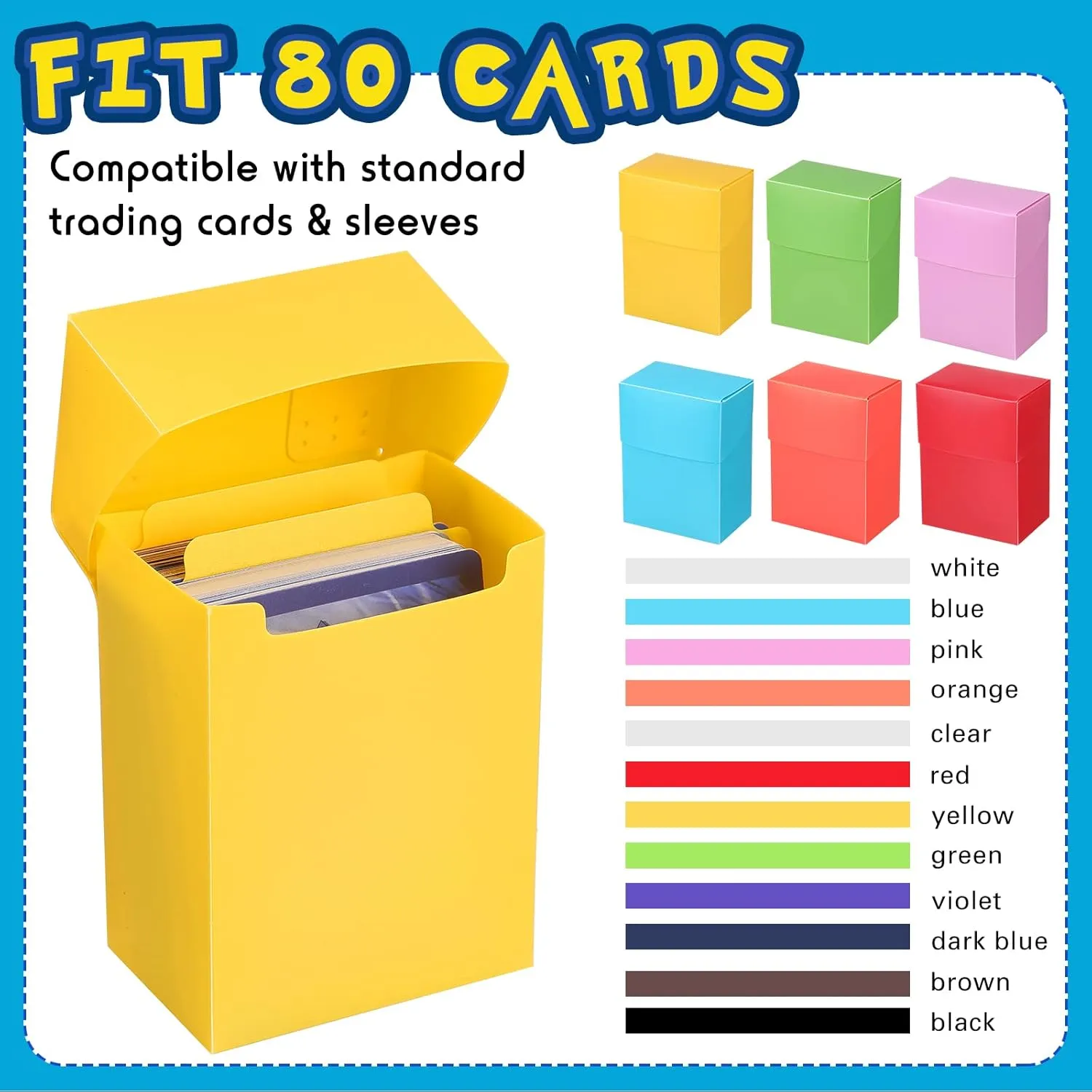 Leyndo TCG Cards Deck Boxes, Large Capacity with Dividers, Fits 80  Cards Collectible Trading Games Storage Organizer Cases, Colorful(12 Pack)