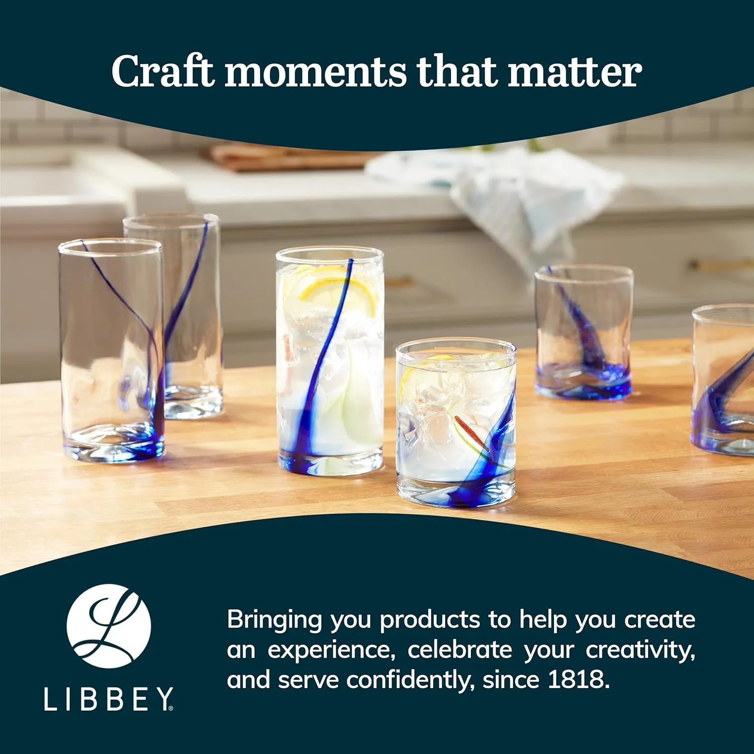 Libbey Blue Ribbon Tumbler and Rocks Drinking Glass Set of 8, Artisanal, Four-Dimpled Glass Cups Set, Clear Glassware Drinking Glasses for Daily Use