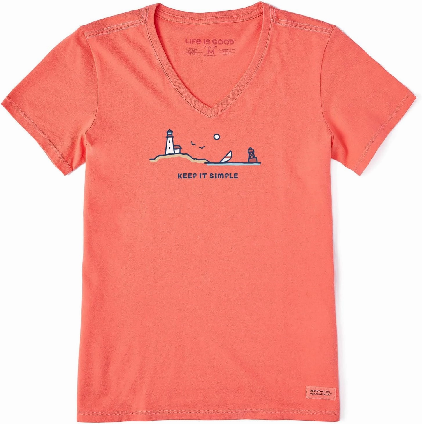 Life is Good - Womens Ocean Vista Keep It Simple Short Sleeve Crusher-Lite V-Neck T-Shirt