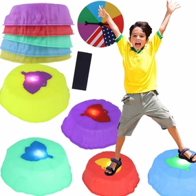Light Up Stepping Stones for Kids, 10-Piece Glow in the Dark Balance Set for Toddlers & Preschoolers, Non-Slip Indoor Outdoor Sensory Toy for Gross Motor Skills, Autism, ADHD – Outdoor Toys for Kids