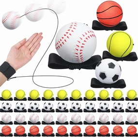 Liliful 40 Pcs 2.48 Inch Wrist Return Ball Sports Sports Wrist Balls on a String Rubber Rebound Bouncy Balls Wristband Toy for Wrist Exercise or Play, Gift Party Favor Toy