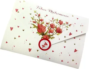 LINA OFFICINE GRAFICHE CREATIVE Wedding Greeting Card Money Holder, Inner Envelope for Bride and Groom Gift Included – with Label Close Envelope, 11 x 16 cm 96-254