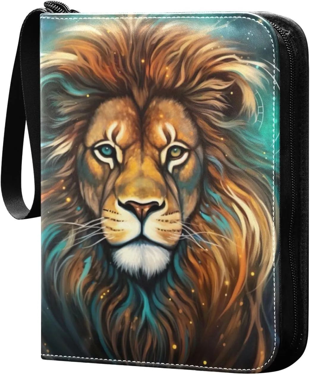Lion Painting Card Binder, 400 Pockets Card Holder with 50 Sleeves, Sturdy Card Holder Folders for Game Cards & Sports Cards