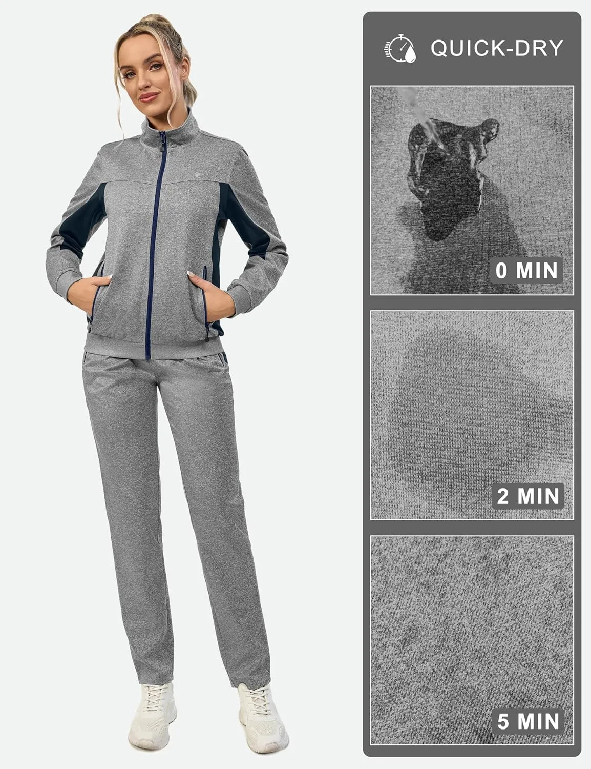 Little Donkey Andy Quick Dry Track Suits for Women Set, Stretch Breathable Women's Sweatsuit Outfits Durable Lounge Set