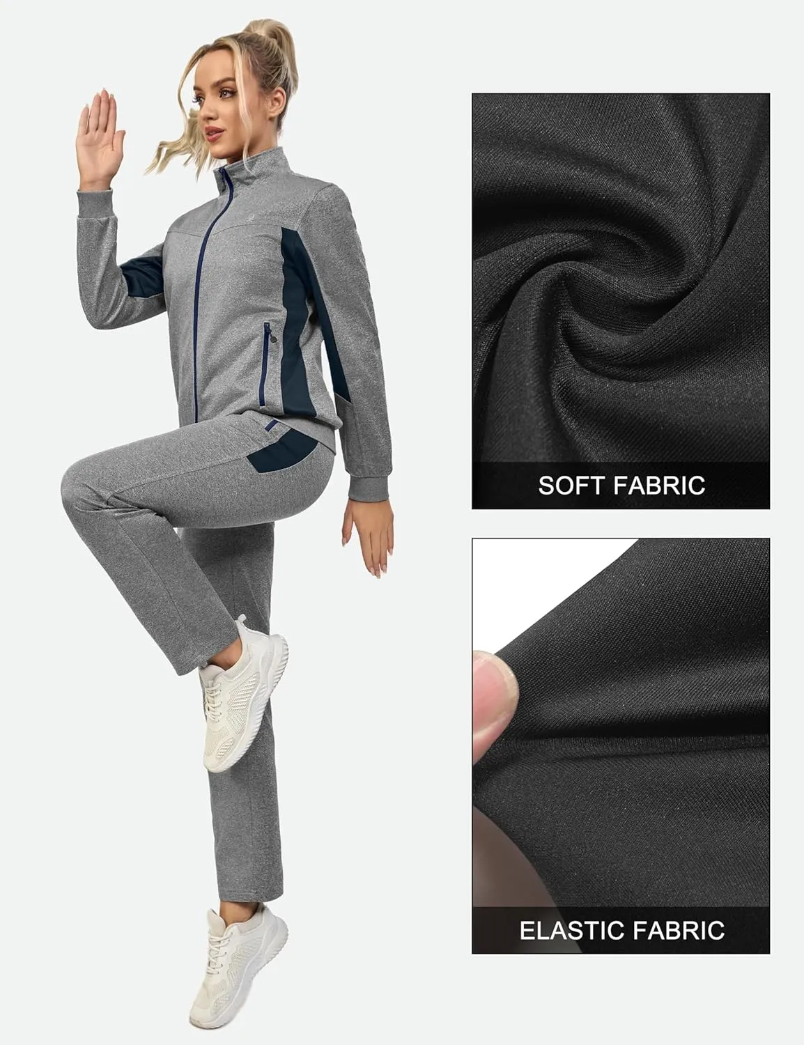 Little Donkey Andy Quick Dry Track Suits for Women Set, Stretch Breathable Women's Sweatsuit Outfits Durable Lounge Set
