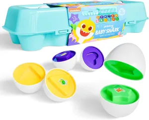 Lollipop Baby Shark Match and Sort Eggs Toy - 12 Eggs for Shape and Color Matching Fun for Toddlers - Montessori Toy for Toddlers with 12 Colorful Eggs