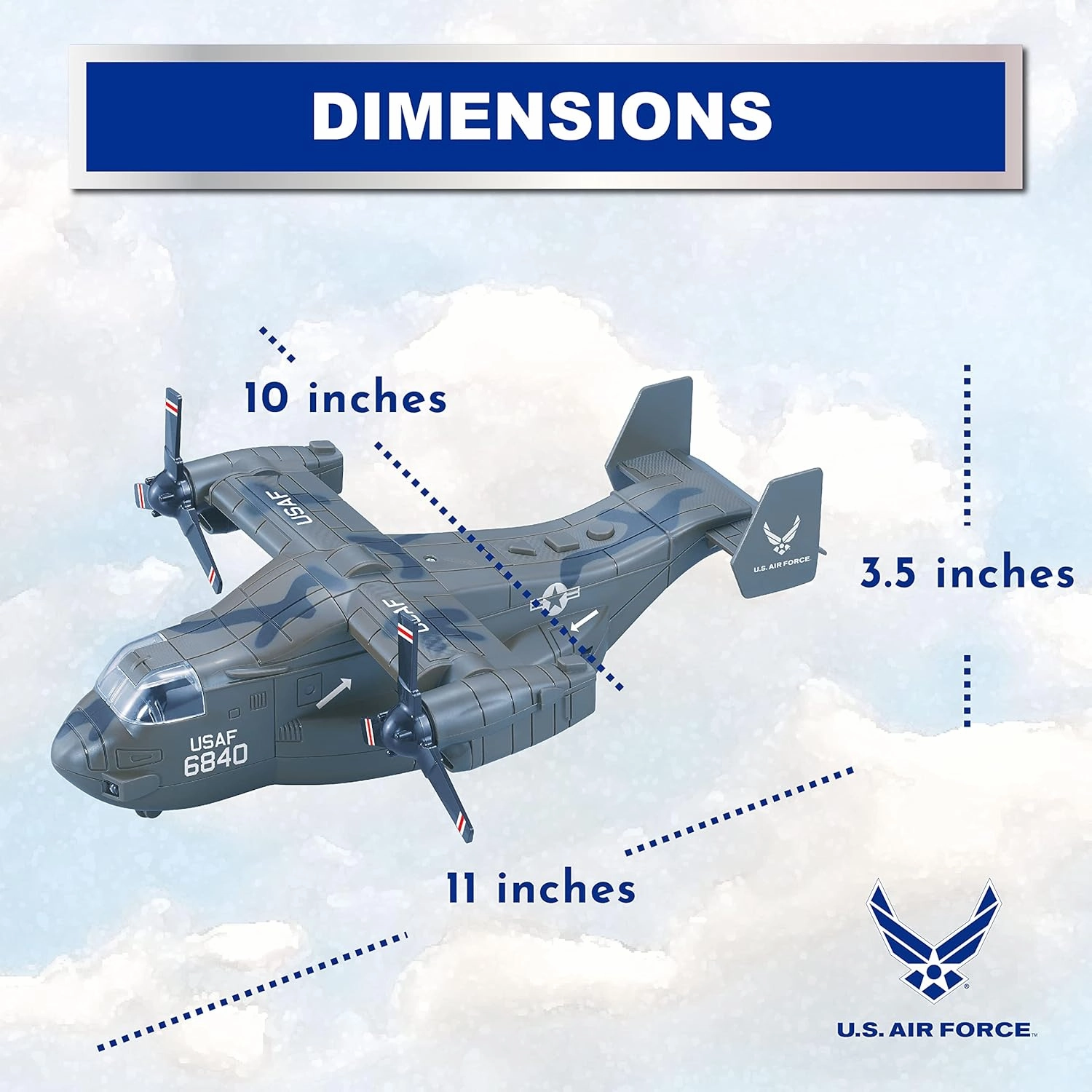 Lollipop United States Air Force Military Helicopter, V-22 Osprey Airplane, 1:72 Scale Aircraft Carrier Model, Battle/Rescue Helicopter Toy w/Sounds, 3 