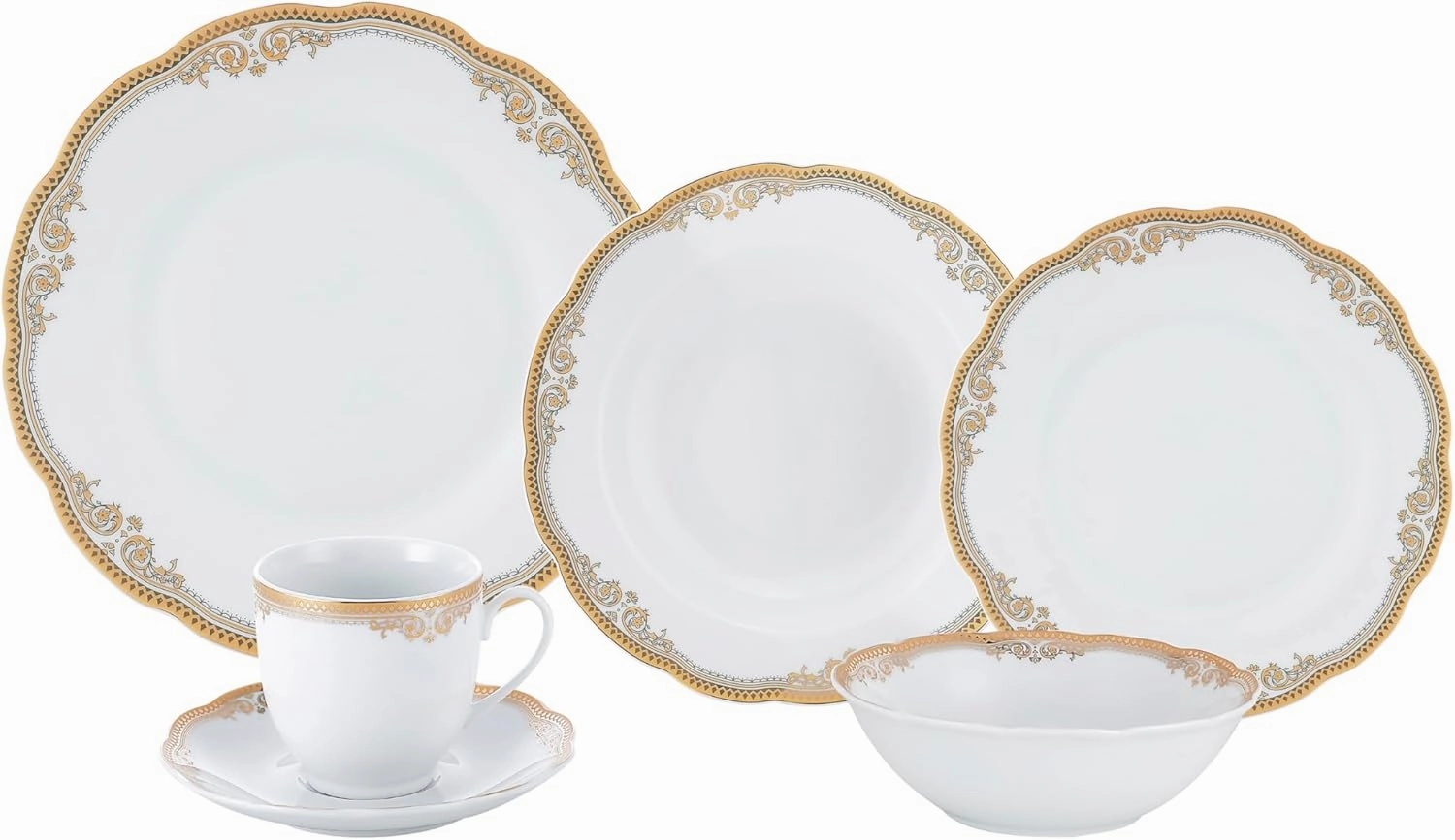 Lorenzo Import Catherine 57-Piece Wavy Porcelain Dinnerware Set