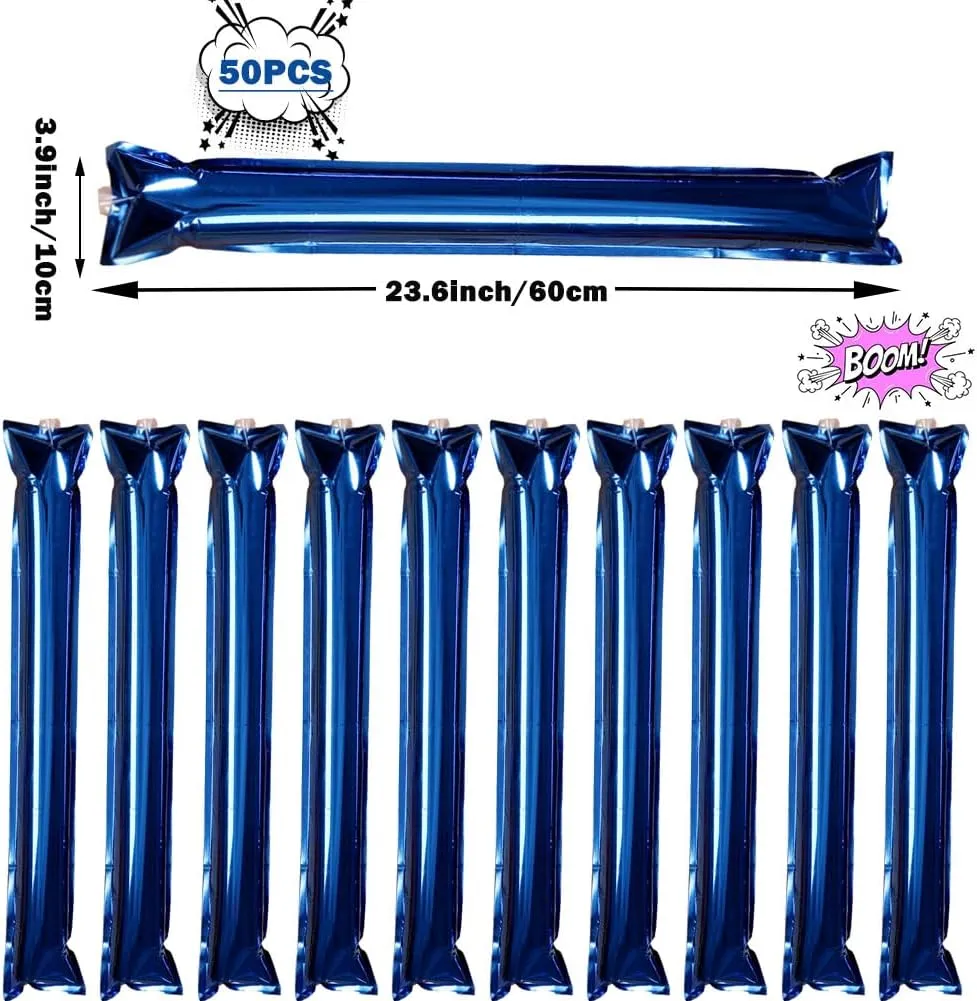 Lovecheer 50PCS Thunder Sticks Thicken Cheering Sticks Plastic Inflatable Noise Makers for Sports Team Spirit Party