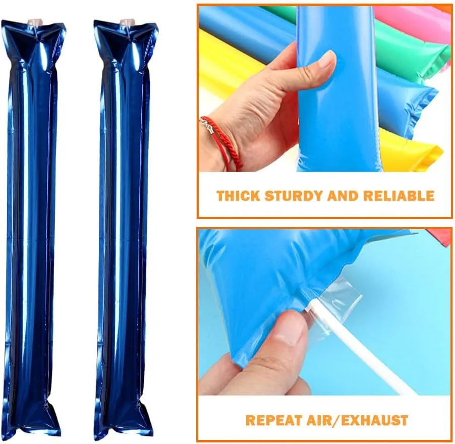 Lovecheer 50PCS Thunder Sticks Thicken Cheering Sticks Plastic Inflatable Noise Makers for Sports Team Spirit Party