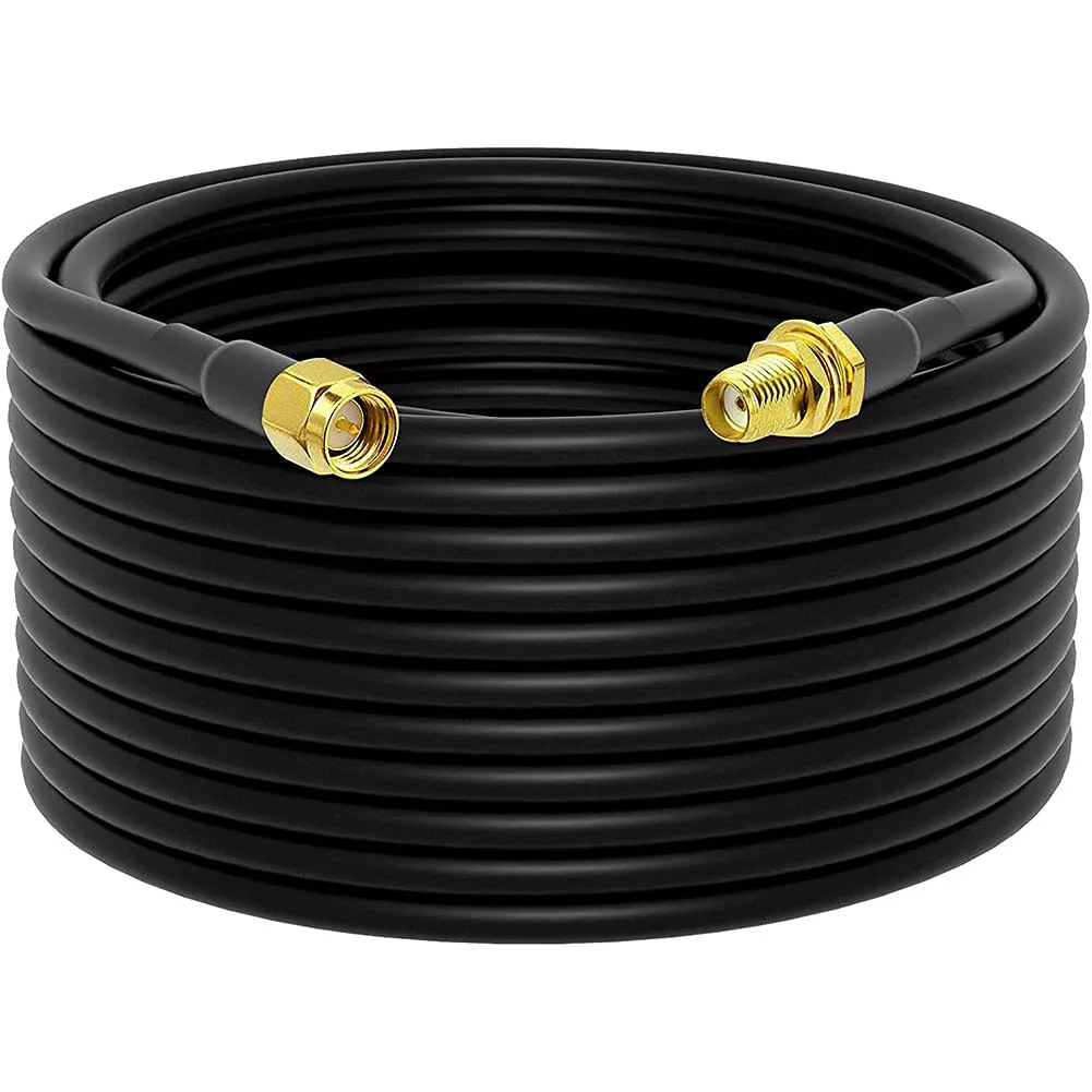 Low-Loss Coaxial Extension Cable 15-Meter(49.2 Ft) RG58 SMA Female to SMA Male WiFi Extension RF Connector and Two-Way Radio Applications Pure Copper Coax Cables 50 ohm RF Antenna Lead Extender
