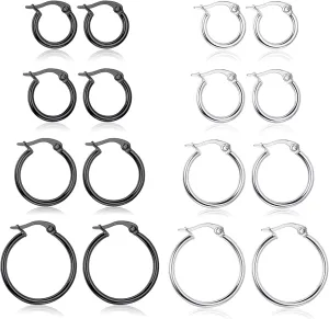 LOYALLOOK Gold Hoop Earrings Set Stainless Steel Rounded Small Hoop Earrings Set for Women Cute Huggie Earrings Nickel Free 10/12/15/20MM