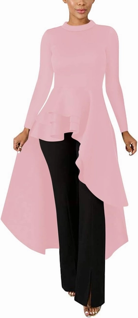 Lrady Womens Casual Shirt Dress High Low Ruffle Blouse Asymmetrical Peplum Tops Long Tunic Dresses