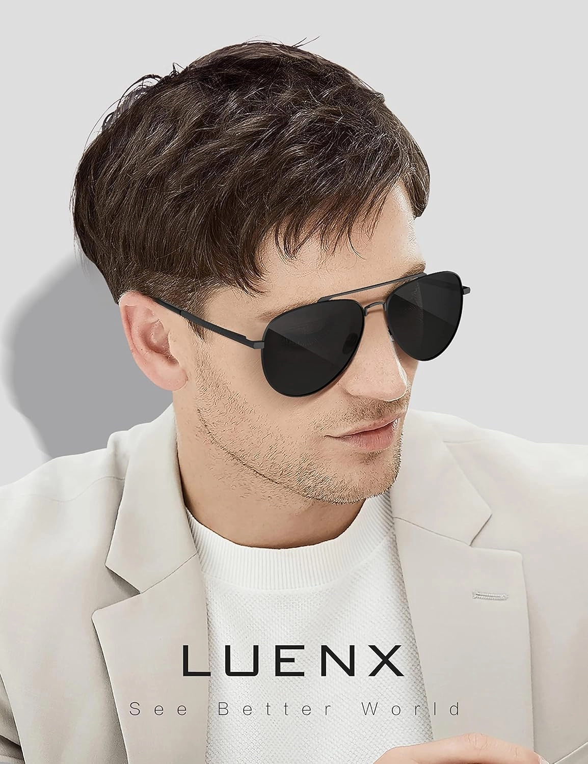 LUENX Aviator Sunglasses for Men Women Polarized Driving Classic Shades - UV 400 Protection with Accessories 60MM